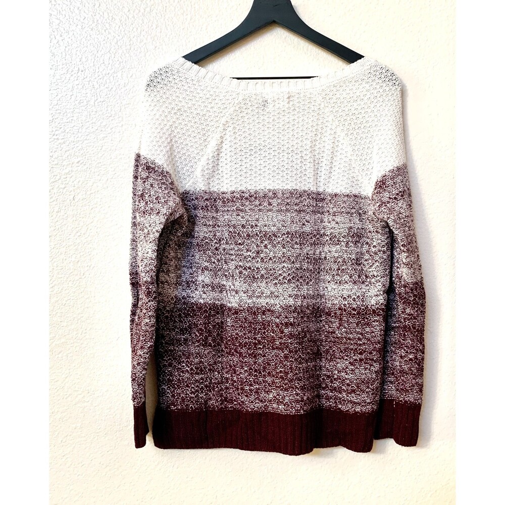 SO Perfectly Soft Perfectly You High Low Juniors White & Maroon Pullover Sweater - Picture 2 of 6